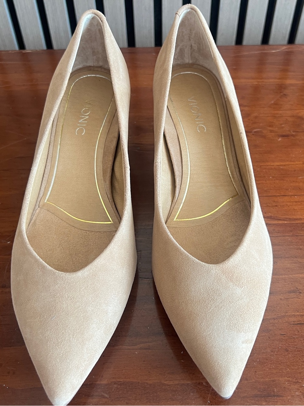 Vionic Women's Pointed-Toe Pumps in Nude Suede